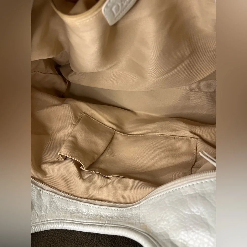 D&G Dolce & Gabbana White Studded Shoulder Bag Hobo Purse Y2K - Picture 4 of 7